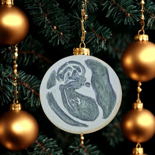 hand painted christmas ornaments with green baby ultrasound sonogram