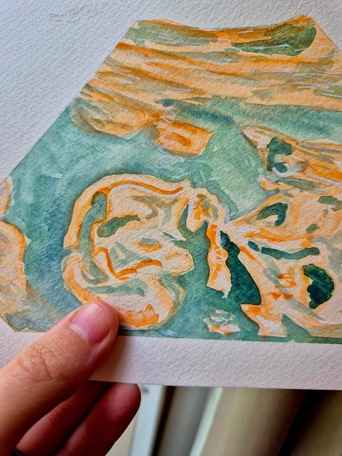 green and gold watercolour ultrasound painting