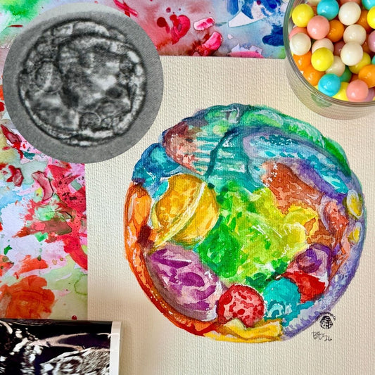 20x20cm Custom Watercolour IVF Embryo Painting