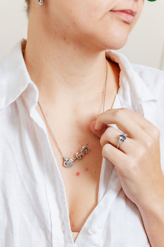 Ultrasound Necklace - Hand-Sculpted 999 Fine Silver Pendant