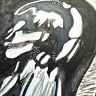 close up detail shot of black and white ultrasound watercolour painting with dots