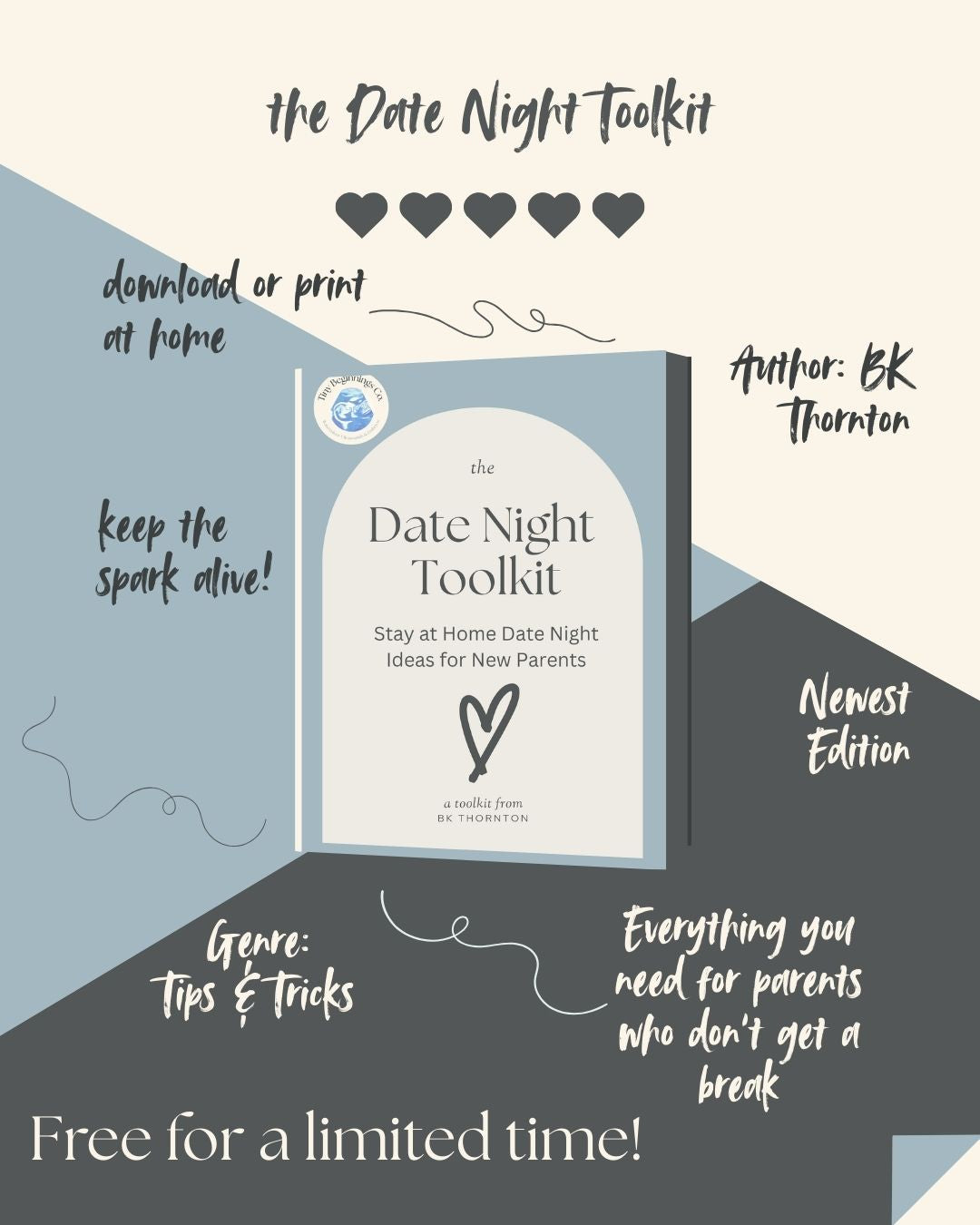 Promotional graphic for 'Date Night Toolkit' with a book illustration and text.