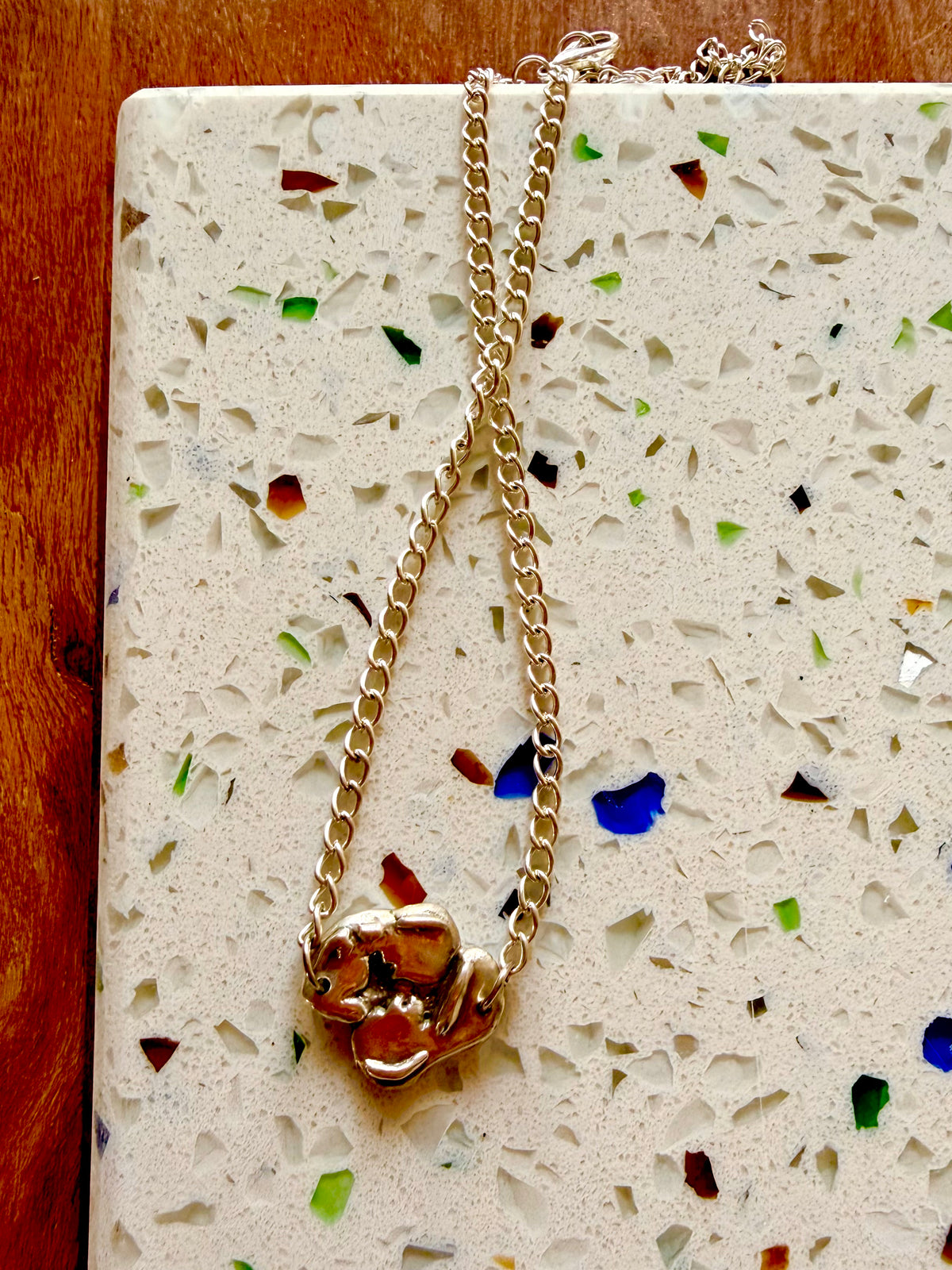 fine silver handmade twin ultrasound pendant on chain